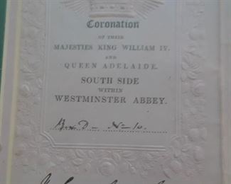 Coronation invitation William IV and Queen Adelaide, 1831