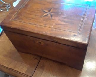Inlaid box, English with three trays on interior