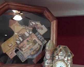 Framed David Winter, David Winter cottage with clock