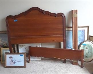 French style bed, headboard, footboard, and rails