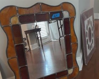 Stained glass surround on mirror
