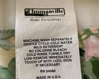 Lot P26, Thomasville Bedding Set, one twin comforter, three shams, Dust ruffle, curtains and shower curtain, $45/ALL 