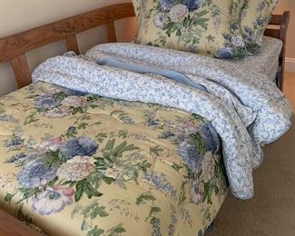 Lot P26, Thomasville Bedding Set, one twin comforter, three shams, Dust ruffle, curtains and shower curtain, $45/ALL 