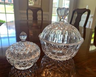 Lot P12, Pair of Covered Candy Dishes, pressed glass, unsigned, $15/all