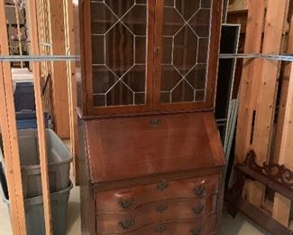 Lot P32, Petite Dropfront Secretary, serpentine front, 32” wide x 80” tall, $175