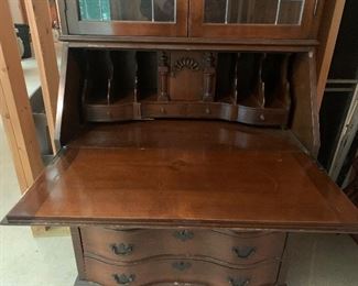 Lot P32, Petite Dropfront Secretary, serpentine front, 32” wide x 80” tall, $175