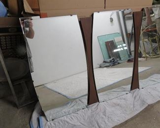 ITEM 8- - 3 section MCM beveled glass and walnut mirror.62 1/2" wide 36" high. $125.00