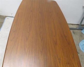 Large Walnut table with metal base, signed steelcase pic 2