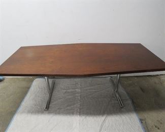 Large Walnut table with chrome legs pic 2