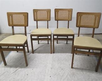 Pic of chairs from. MCM cane back set of 4 folding chairs and vinyl top folding table PIC 2