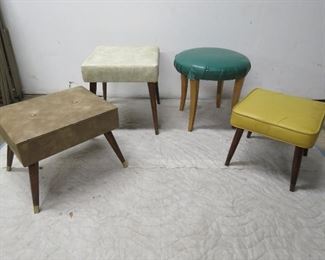 ITEM 34-- 4 MCM ottomans, lift seat beige-18" long,14"wide. 14" high $175.00