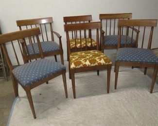 ITEM 52-- set 6 mcm cherry dining chairs.4 with matching finish 2 with darker finish. $150.00