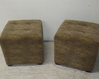 ITEM 43-- pair ottomans with exotic animal print , small rip in corner $ 80.00