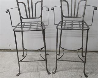 ITEM 54---Pair modern steel bar stools. 44" high, 21 3/4" deep, 21 1/4 wide, seat height 27 1/2" high $100.00
