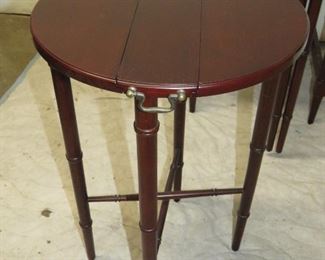 Mahogany faux bamboo nest of drop leaf tables. PIC 2