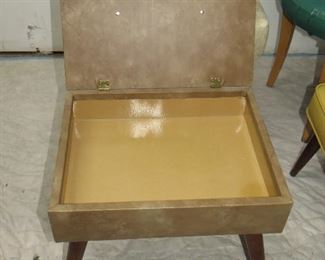 4 MCM ottomans, lift seat beige-18" long,14"wide. 14" high PIC 2