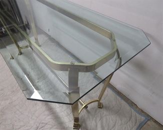 Hollywood Regency brass console table. PIC 2