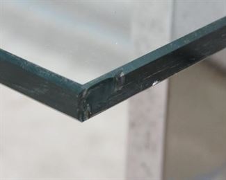 MCM chrome base, glass top coffe table. [small chip glass at corner. PIC 2