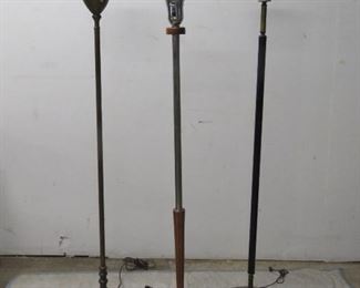 ITEM 74---3 art deco / modern style torchieres 62" high , 56"high, 60.5' high, in vintage condition. $125.00