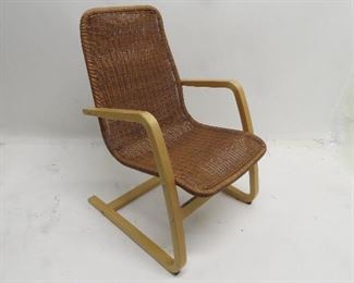 ITEM 85---Ikea wicker lounge chair 22} wide,25" deep, 33" high, 14" to seat. $75.00