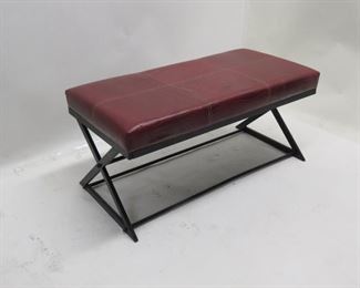 ITEM 86---modern faux alligator x bench. { tear on side} 40" long, 20" wide, 18" high. $175.00
