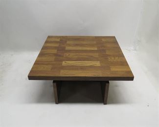 ITEM 96 ---Lane MCM brutalist style coffee table. 40"L x 40"W, 15 1/4" high. $200.00