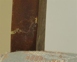 set of 6 MCM dining chairs w cane back. 2 chairs have cracks repaired. PIC 2