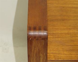MCM danish teak rolling cart with dovetailed corners. PIC 2