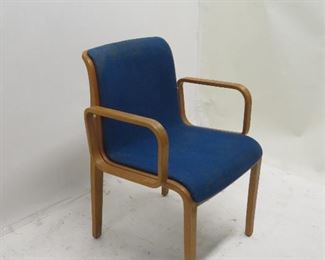 ITEM 117---Knoll MCM bentwood armchair, split in side, upholstery AS IS. $ 40.00