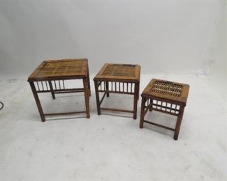 Bamboo nest of tables, some bamboo rods missing PIC 2