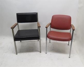 ITEM 128 ---2 MCM chrome wood chairs. $50.00