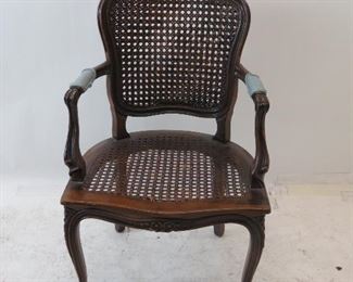 French walnut armchair with double cane back. PIC 2