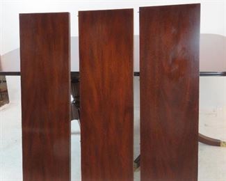 Henkel Harris mahogany double pedestal table w 3 leaves, model 2208. PIC 4