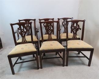 ITEM 149 ---Henkel Harris set of 6 chippendale mahogany dining chairs. $1950.00