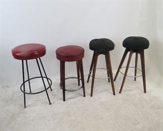 ITEM 158 ---4 mcm bar stools including a pair. Pair-14" diameter seat, 30' high. $100.00