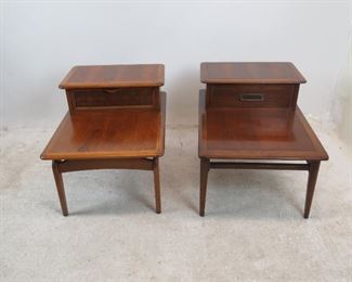 ITEM 160---2 MCM end tables. woven drawer 22" wide,29 3/4" deep, 22" high, Banded drawer, 22" wide, 32" deep, 22" high. has surface nicks and scratches. $150.00