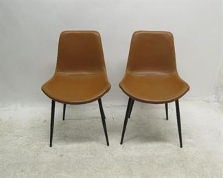 ITEM 173 ---pair of contemporary leather chairs w/ metal bases. 20" wide, 22" deep, 32" high, 17' to seat. $75.00