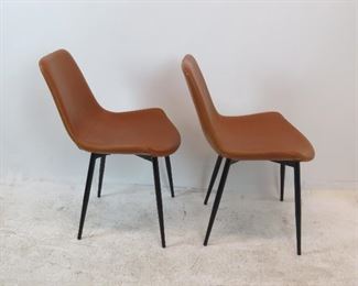 pair of contemporary leather chairs w/ metal bases. PIC 2