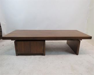ITEM 178 ----Lane brutalist style coffee table with cabinet doors. 64' long, 26" wide, 15" high $175.00