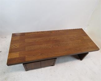 Lane brutalist style coffee table with cabinet doors. PIC 3