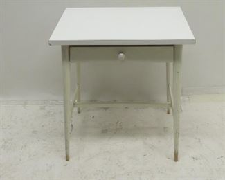 ITEM 183 ----Paul MCCobb planner group laminate top stand. dented left corner, paint loss on feet. 22" wide, 17" deep, 24 1/4" high. $250.00