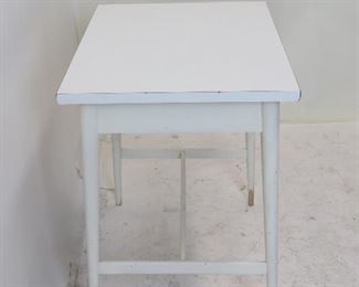 Paul MCCobb planner group laminate top stand. dented left corner, paint loss on feet. 22" wide, 17" deep, 24 1/4" high. PIC 2