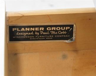 Paul MCCobb planner group laminate top stand. dented left corner, paint loss on feet. 22" wide, 17" deep, 24 1/4" high. PIC 5