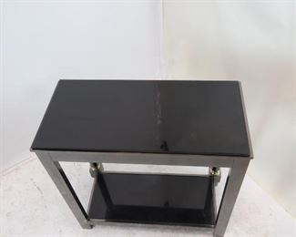 DIA steel brass, black beveled glass console table. PIC 3