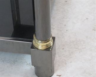 DIA steel brass, black beveled glass console table. PIC 4