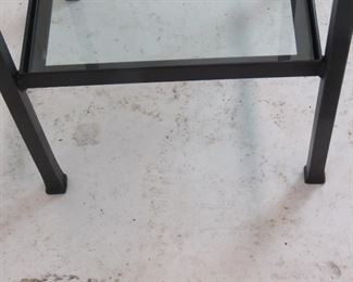 2 tier iron and glass stand. chip on lower glass. PIC 4
