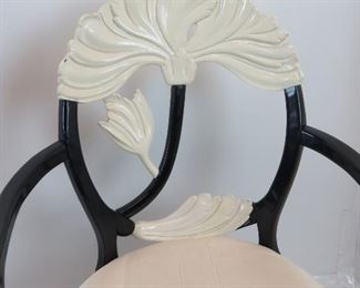 pair of 2 tone lacquered leaf back arm chairs. PIC 2
