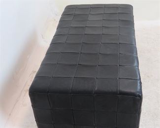 MCM rectangular leather ottoman, has some scuff spots. PIC 3