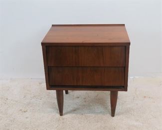 ITEM 239--- MCM 2 drawer nightstand, has , minor chipping. surface marks. 22.25" wide, 15.5" deep, 23.75" high. $75.00