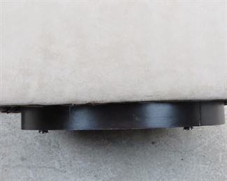 MCM suede swivel lounge chair by Woodmark Originals, some staining on material. PIC 3